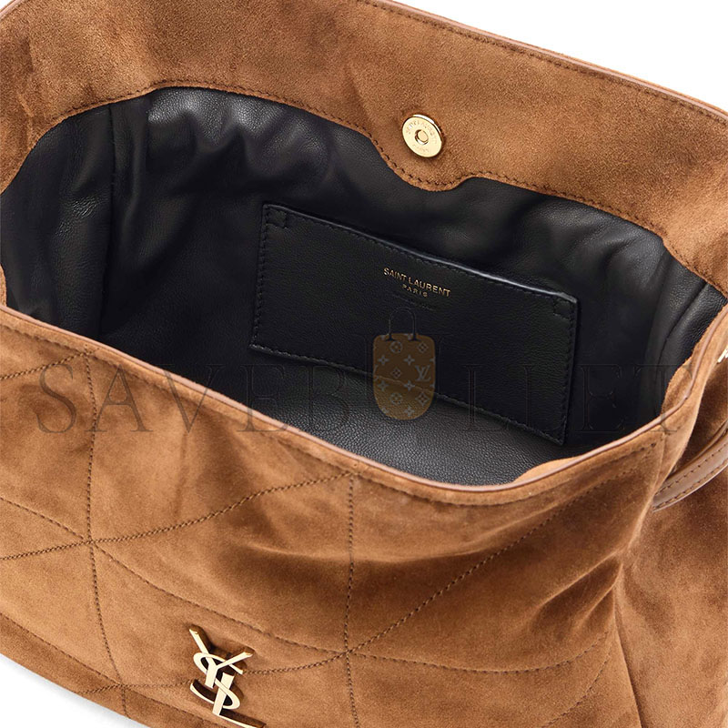 Y51 jamie leather-trimmed quilted suede shoulder bag (31*24*11cm)